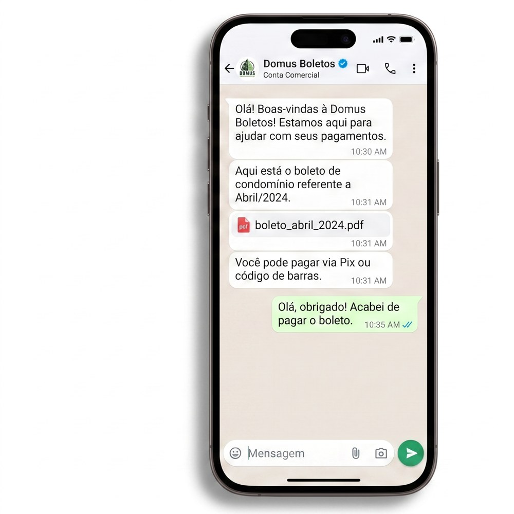 Boletos da Domus enviados pelo WhatsApp verificado